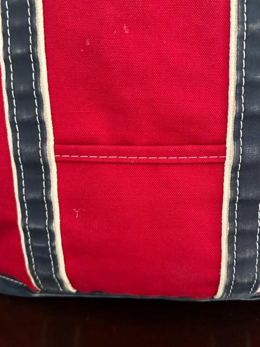 Rare Vintage 80s L.L. Bean Boat And Tote Red Blue Canvas Large Bag - Picture 3 of 16